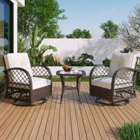 3-piece Outdoor Chair&Table Set Chat Set 2-person Rattan Seating Group