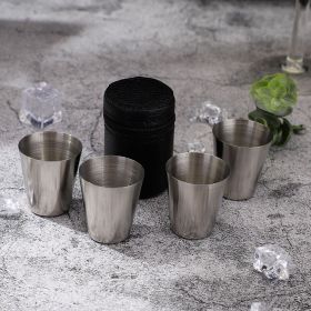 5-piece Set, 30ml Stainless Steel Cup Plus Cup Sleeve -304 Stainless Steel, Durable And Stackable, Suitable For Travel, Camping, Outdoor Shot Glasses