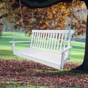 Front Porch Swing with Armrests;  Wood Bench Swing with Hanging Chains; for Outdoor Patio ; Garden Yard;  porch;  backyard;  or sunroom; Easy to