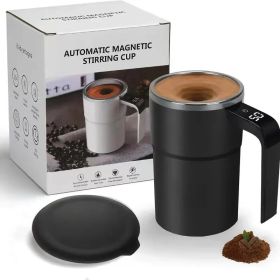 Automatic Coffee Stirring Cup, Stainless Steel Self-Stirring Coffee Cup With Lid, Auto Stir & Heating Feature, LED Intelligent Display Temperature (Color: Black)