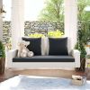 2-Person Wicker Hanging Porch Swing with Chains; Cushion; Pillow; Rattan Swing Bench for Garden; Backyard; Pond