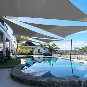 Artpuch Custom Size Dark Grey Sun Shade Sail Triangle Canopy 185 GSM Durable Fabric UV Block Awning for Outdoor Patio Garden Backyard (Customized (Color: Dark Grey, size: 14X27X27)