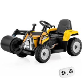 12V Kids Ride on Road Roller with 2.4G Remote Control (Color: yellow)