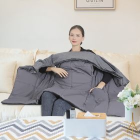 USB Heated Blanket Electric Heated Poncho Shawl Wrap Throw with Zipper Arm Holes Pocket 3 Heating Levels 6 Zones Dual Switch 5V/2A Machine Washab (Color: Grey, size: 135x110x1cm/53.15x43.31x0.39in)