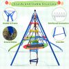 6 in 1 Swing Set for Kids, Toddle Outdoor Swing and Slide Set, Backyard Playground Playsets with Climbing Rope ladder, Disc Swing, Monkey Bar Swing