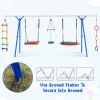 5 in 1 Outdoor Toddler Swing Set for Backyard, Playground Swing Sets with Steel Frame, Multifunction Playsets for Kids with Climbing Ladder